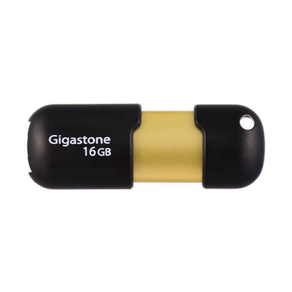 （まとめ） GigastoneUSB3.0フラッシュメモリ スライド式 16GB ブラック／ゴールド GJU316GSLJ 1個 〔×5セット〕