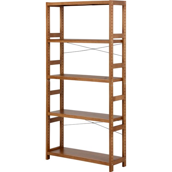 オープンラック 5段 約幅90×高さ180cm ライトブラウン 組立品 天然木の通販は 17,649円