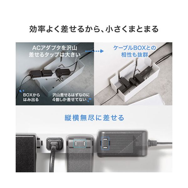 サンワサプライ スリムタップ AC6個口 A1+C1 PD33W 3m ホワイト TAP-SLIM6UC-3W 【北海道・沖縄・離島配送不可】_5