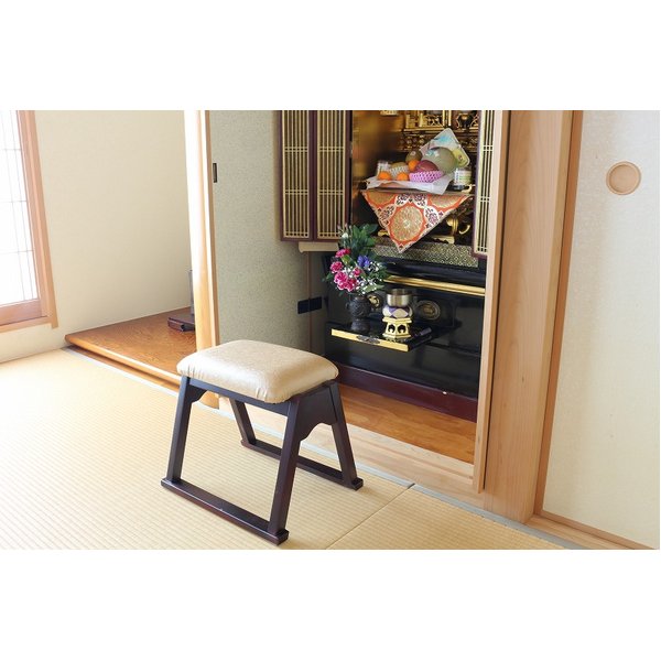 仏壇前椅子 約幅43×奥行34×高さ37.5cm スタッキング 木製 天然木 仏壇椅子 椅子 イス いす 仏具 【北海道・沖縄・離島配送不可】