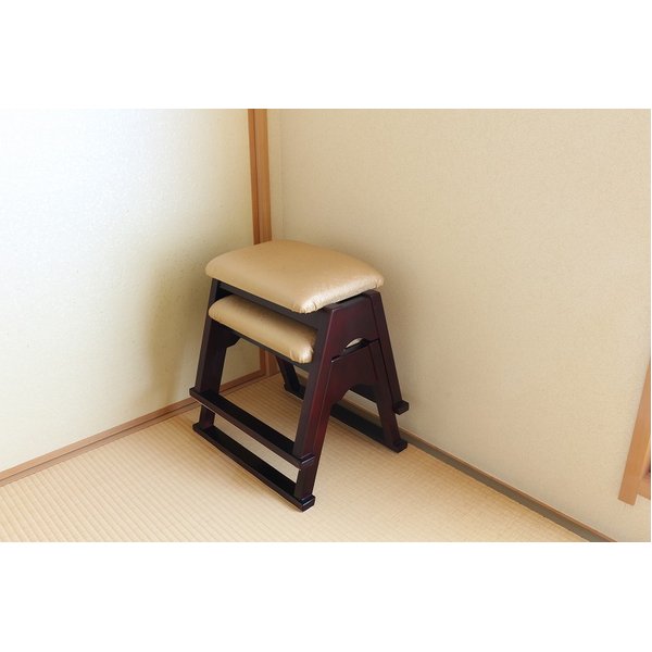 仏壇前椅子 約幅43×奥行34×高さ37.5cm スタッキング 木製 天然木 仏壇椅子 椅子 イス いす 仏具 【北海道・沖縄・離島配送不可】