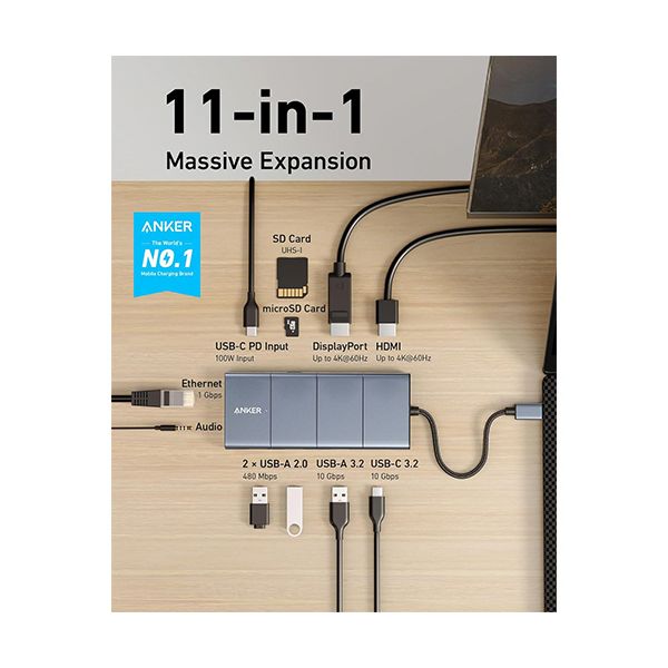 アンカージャパン ANKER 565 USB-Cハブ（11-in-1 10Gbps PD100W対応） グレー A83880A1 1個 【北海道・沖縄・離島配送不可】_1