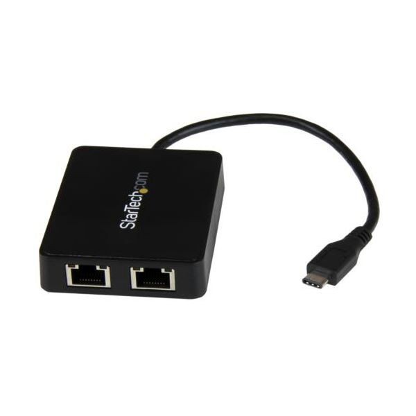 StarTech.com USB-C接続2ポートギガビット有線LAN変換アダプタ ブラック US1GC301AU2R 1個 【北海道・沖縄・離島配送不可】の通販は