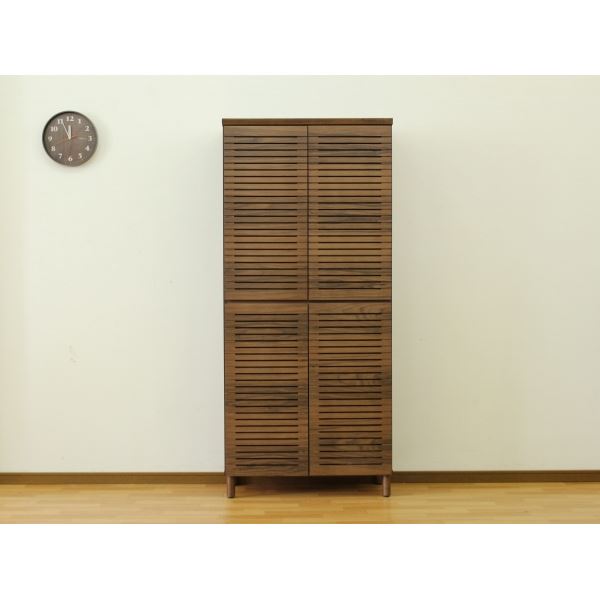 シューズキャビネット ハイタイプ（ウォルナット）高さ約180cm× 幅約80cm [完成品］ 【北海道・沖縄・離島配送不可】