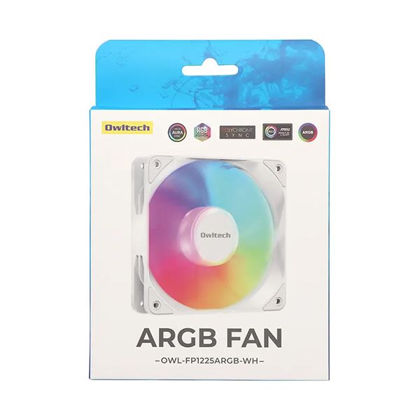 （まとめ） オウルテックARGB対応120mmケース用ファン ホワイト OWL-FP1225ARGB-WH 1個 〔×5セット〕 【北海道・沖縄・離島配送不可】