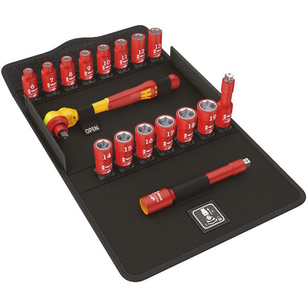 WERA ヴェラ 差込角3/8DR 17点組 絶縁 ソケットレンチ セット 004970 工具 ツール DIY 作業工具 道具 レンチ 【北海道・沖縄・離島配送不可】