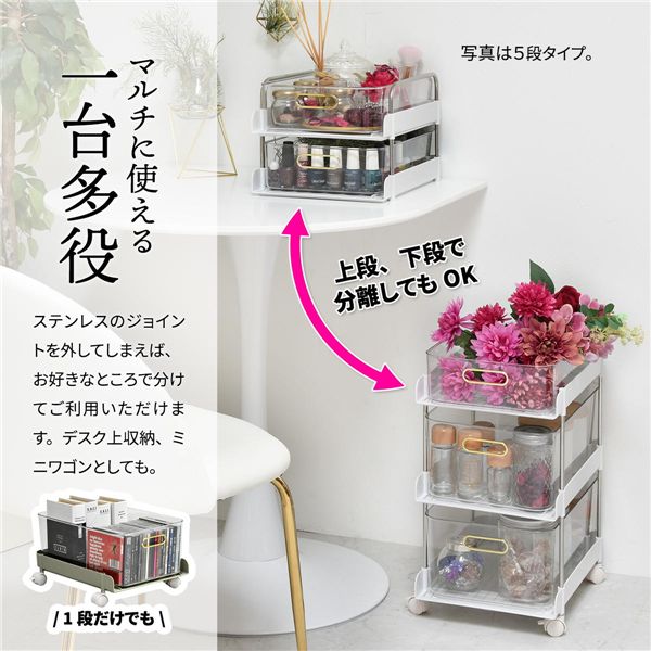 フェミニワゴン 3段〔ホワイト〕 組立品 【北海道・沖縄・離島配送不可】_2