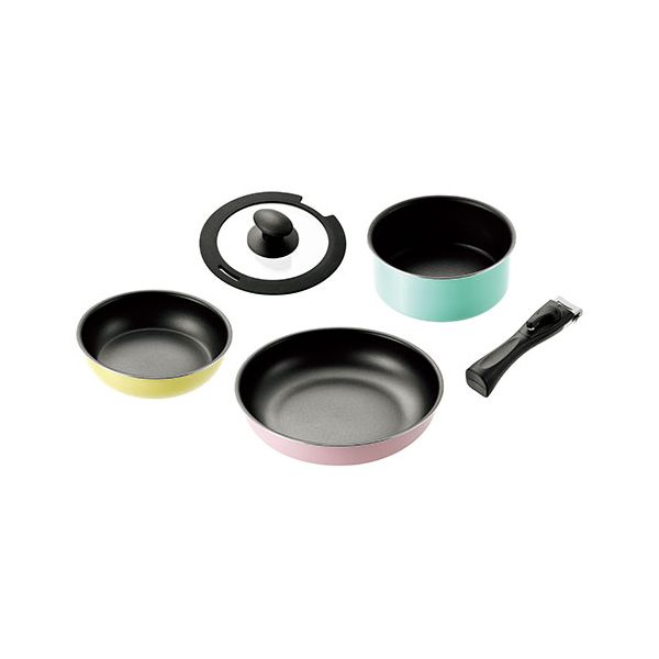 コロセレ キッチンウェア5点セット(フライパン20cm・26cm、クックポット18cm、ガラス蓋18cm、着脱式ハンドル) CSS-75 【北海道・沖縄・離島配送不可】