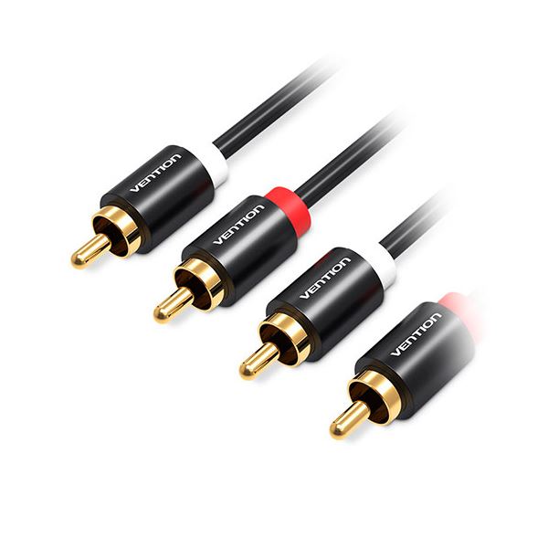 〔5本セット〕 VENTION 2RCA Male to Male オーディオケーブル メタルタイプ 2m ブラック VA-6364X5 【北海道・沖縄・離島配送不可】