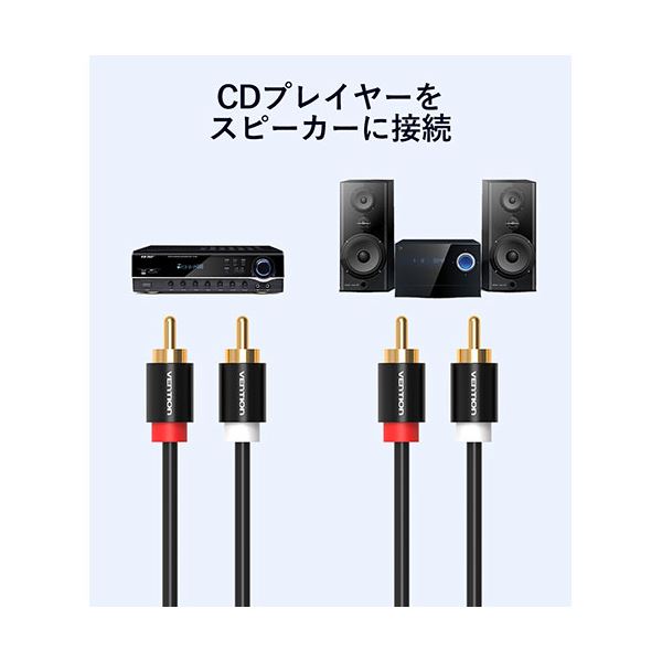 〔5本セット〕 VENTION 2RCA Male to Male オーディオケーブル メタルタイプ 2m ブラック VA-6364X5 【北海道・沖縄・離島配送不可】_5