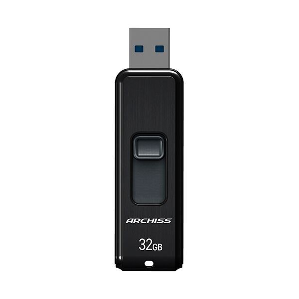 （まとめ） アーキスUSB3.2（Gen1） スライド式フラッシュメモリ 32GB ブラック AS-032GU3-PSB 1個 〔×5セット〕