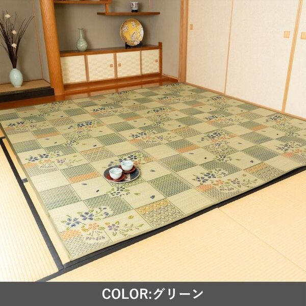 敷物 帖物 い草 ラグ カーペット 自然素材 『綾花』 グリーン 約382×382cm 【北海道・沖縄・離島配送不可】_2