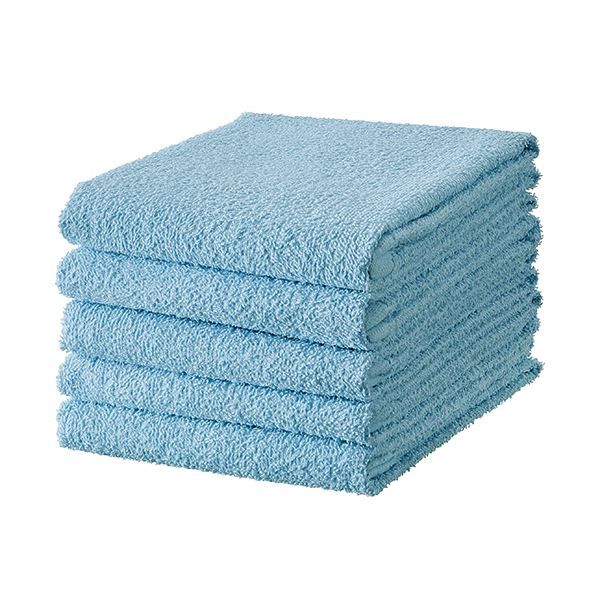 （まとめ） TANOSEEフェイスタオル ブルー 1パック（5枚） 〔×10セット〕の通販は