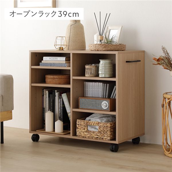 キャスター付き オープンラック 〔 約幅75×奥行39×高さ66.7cm ナチュラル 〕 収納 ラック 収納家具 組立品 【北海道・沖縄・離島配送不可】