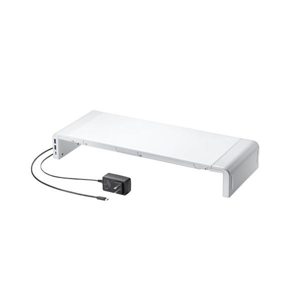 サンワサプライ USB　Type-C接続ハブ付き机上ラック MR-LC210CHW ホワイト〔組立式〕の通販は 14,174円