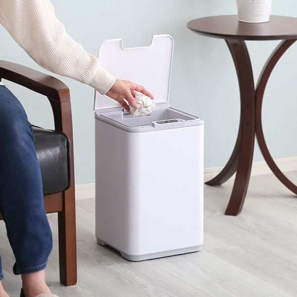 ダストボックス ゴミ箱 約幅23.5cm 10L ホワイト 縦開き 自動開閉 インナーバスケット付き 完成品 キッチン 台所 店舗 飲食店 【北海道・沖縄・離島配送不可】の通販はゴミ箱