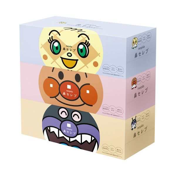 （まとめ） 王子ネピア ネピアアンパンマン鼻セレブ 180組／箱 1パック（3箱） 〔×5セット〕