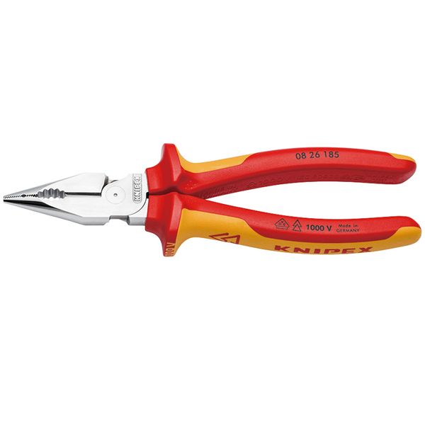KNIPEX クニペックス 1000V絶縁ニードルノーズペンチ サイズ185×85×30mm パック入 0826-185SB 【北海道・沖縄・離島配送不可】