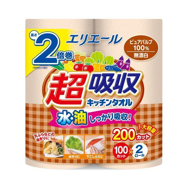 大王製紙エリエール 超吸収キッチンタオル 無漂白 100カット／ロール 1セット（48ロール：2ロール×24パック） 【北海道・沖縄・離島配送不可】
