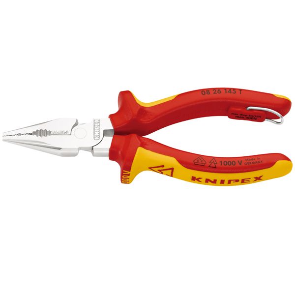 KNIPEX クニペックス 1000V絶縁ニードルノーズペンチ 落下防止 全長145mm 0826-145T 【北海道・沖縄・離島配送不可】
