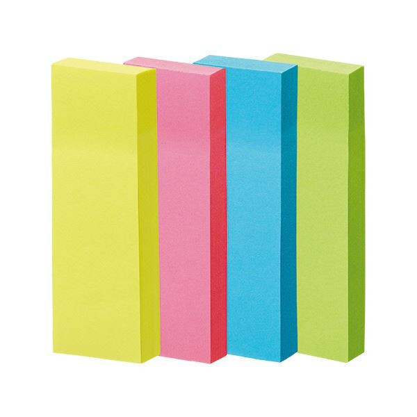 TANOSEE 強粘着ふせん75×25mm ビビッドカラー・4色 1セット(60冊:20冊×3パック) 【北海道・沖縄・離島配送不可】の通販は