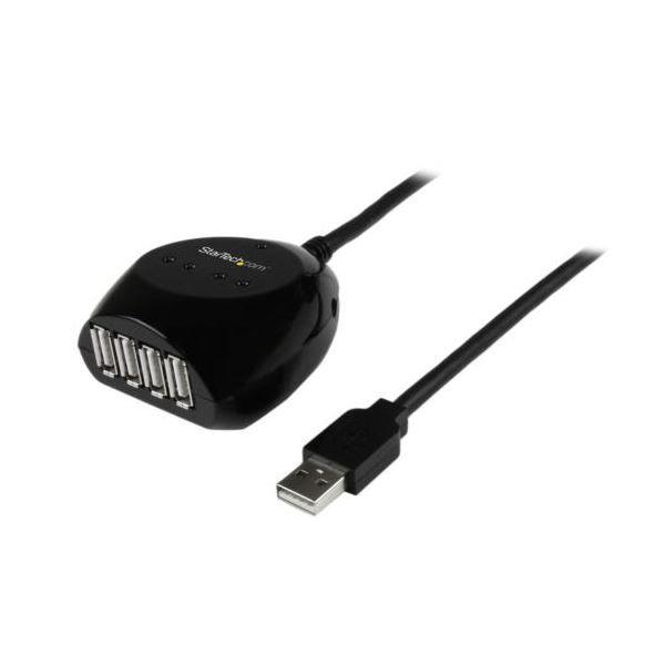 StarTech.com 4ポートハブ付 USB2.0アクティブ延長ケーブル 15m ブラック USB2EXT4P15M1本 【北海道・沖縄・離島配送不可】
