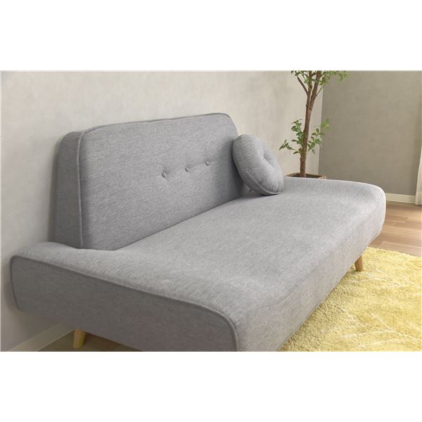 グレー ファブリックソファ 木製脚付き 値下げ】unicoNORDベンチ