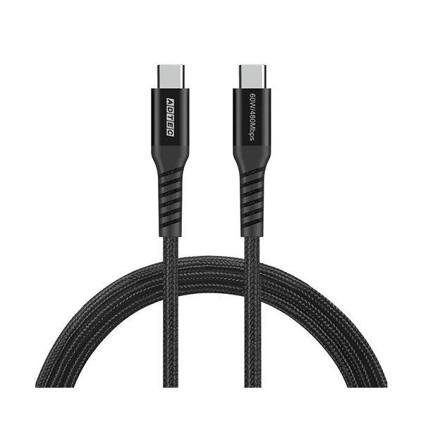 （まとめ） アドテックType-C to C ケーブル （PD60W／480Mbps） 1.0m ブラック APC-V1006CC-U2-BK1本 〔×5セット〕 【北海道・沖縄・離島配送不可】