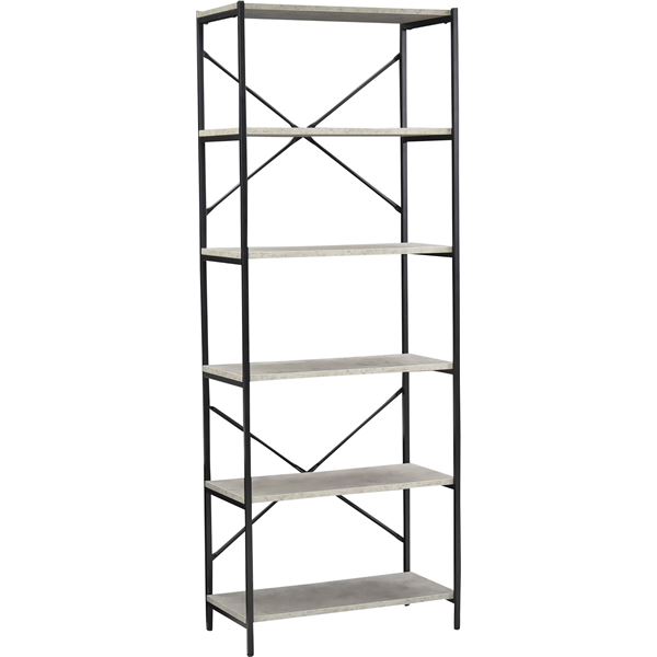収納棚 オープンラック 約幅60cm コンクリート 6段ラック スチール アイアン 組立品 リビング ダイニング 子供部屋 書斎の通販は