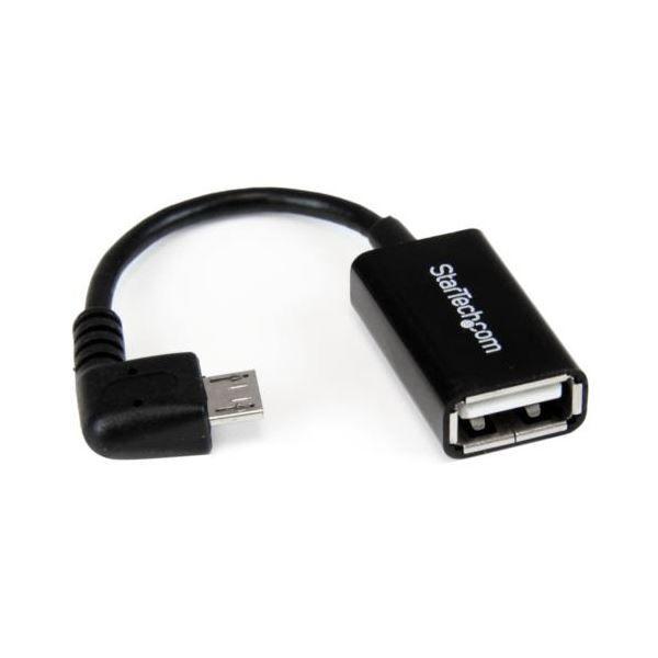 （まとめ） StarTech.com microUSB OTG変換アダプタ L型 12cm USB A（メス）-USB MicroB（オス）ブラック UUSBOTGRA 1個 〔×5セット〕の通販は 7,232円