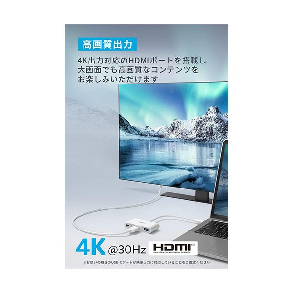 （まとめ） アンカージャパン ANKER PowerExpand 3-in-1 USB-Cハブ PD100W対応 ホワイト A8339N21 1個 〔×2セット〕 【北海道・沖縄・離島配送不可】_3