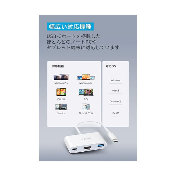 （まとめ） アンカージャパン ANKER PowerExpand 3-in-1 USB-Cハブ PD100W対応 ホワイト A8339N21 1個 〔×2セット〕 【北海道・沖縄・離島配送不可】_5