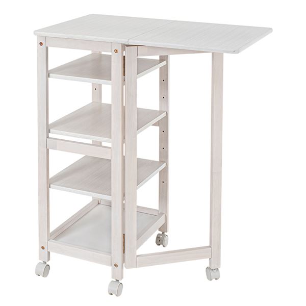 キッチンワゴン/バタフライワゴン ホワイトウォッシュ 約幅37/70×奥行45×高さ85cm 組立品 【北海道・沖縄・離島配送不可】