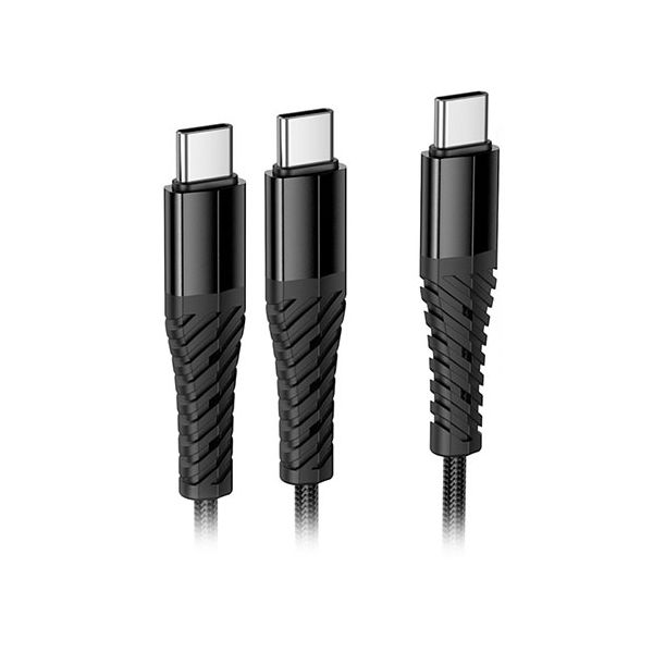 〔10本セット〕 hoco. X123 2 in1Type-Cケーブル USB-C機器2台同時充電 デスク周り・旅行先でも使える X123-CCC-BKX10 【北海道・沖縄・離島配送不可】