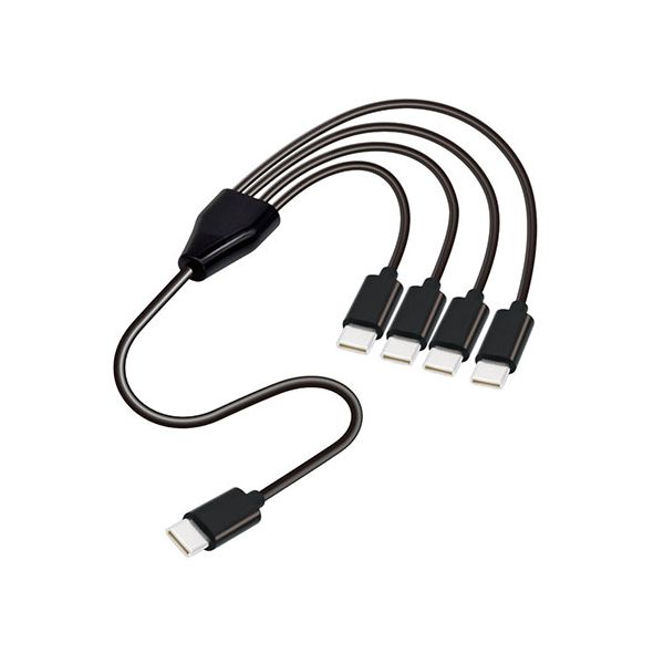 〔5本セット〕 日本トラストテクノロジー 4 in 1 USB Type-C分岐ケーブル50cm 最大4台同時充電 ブラック JT-4IN1CC05-BKX5 【北海道・沖縄・離島配送不可】