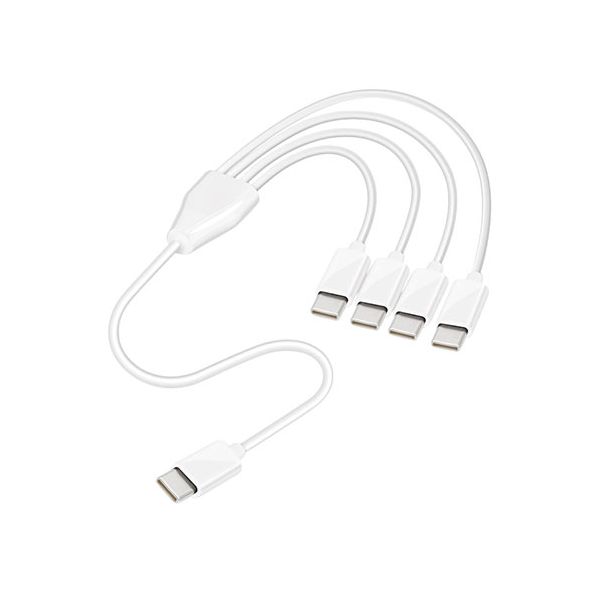 〔5本セット〕 日本トラストテクノロジー 4 in 1 USB Type-C分岐ケーブル50cm 最大4台同時充電 ホワイト JT-4IN1CC05-WHX5 【北海道・沖縄・離島配送不可】