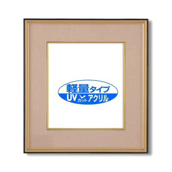 色紙額 黒金 色紙 マット付き 273×242mm ベージュ 色紙用 UV耐性 変色防止 色褪せ防止 UVカットアクリル仕様 フレーム 額縁 額 【北海道・沖縄・離島配送不可】
