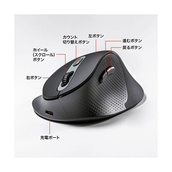 サンワサプライ 静音ワイヤレスエルゴノミクスコンボマウス 2.4GHzワイヤレス+Bluetooth・高さ58mm ブラック MA-EWBBS528LBK 【北海道・沖縄・離島配送不可】_2