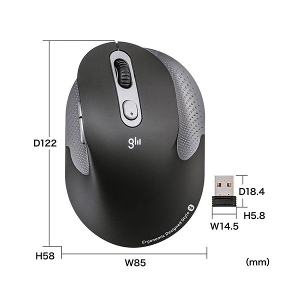 サンワサプライ 静音ワイヤレスエルゴノミクスコンボマウス 2.4GHzワイヤレス+Bluetooth・高さ58mm ブラック MA-EWBBS528LBK 【北海道・沖縄・離島配送不可】_4