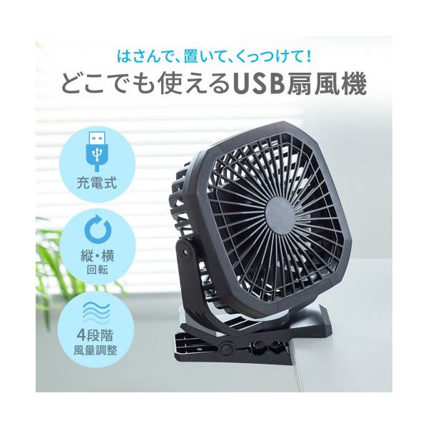 サンワサプライ USB扇風機 バッテリー充電式 FAN-USB1BK 【北海道・沖縄・離島配送不可】_1