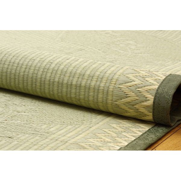 純国産/日本製 イ草花ござカーペット 『扇』 江戸間6畳（約261×352cm） 【北海道・沖縄・離島配送不可】_1
