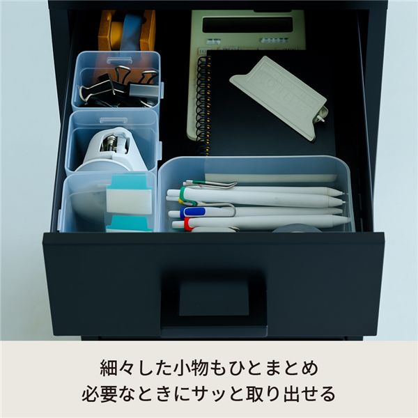 くらしのストレージワゴン3段(ブラック/黒) オフィス デスクワゴン スチール キャビネット デスクサイド 引出し モダン 事務所 書類収納 サイドワゴン 収納 韓国インテリア 組立品 NK-480 【北海道・沖縄・離島配送不可】_2