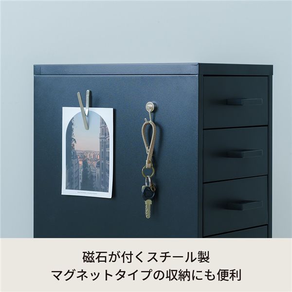 くらしのストレージワゴン3段(ブラック/黒) オフィス デスクワゴン スチール キャビネット デスクサイド 引出し モダン 事務所 書類収納 サイドワゴン 収納 韓国インテリア 組立品 NK-480 【北海道・沖縄・離島配送不可】_3