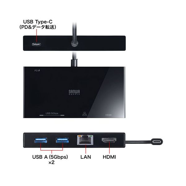 サンワサプライ USB Type-Cドッキングステーション ブラック USB-DKM10BK 【北海道・沖縄・離島配送不可】_5