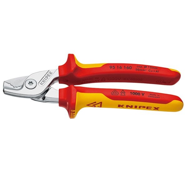 KNIPEX クニペックス 1000V絶縁ケーブルカッター ステップカット 全長160mm パック入 9516-160SB 【北海道・沖縄・離島配送不可】