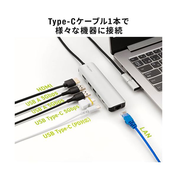 サンワサプライ 8K対応 USB Type-C ドッキングステーション シルバー USB-DKM9S 【北海道・沖縄・離島配送不可】_4