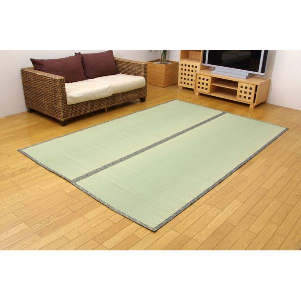 日本製 い草 上敷き/ラグマット 〔双目織 江戸間8畳 約352×352cm〕 抗菌 防臭 調湿機能付き ほほえみ 日本製 い草 上敷き⁄ラグマット 〔双目織 江戸間8畳 約352×