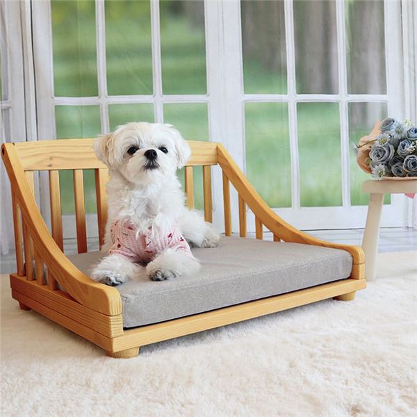 ペットベッド S 約幅52.5cm ライトブラウン 木製 ペット用品 ペットグッズ 犬用品 猫用品 組立品 【北海道・沖縄・離島配送不可】
