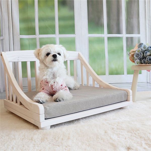 ペットベッド S 約幅52.5cm ホワイト 木製 ペット用品 ペットグッズ 犬用品 猫用品 組立品 【北海道・沖縄・離島配送不可】
