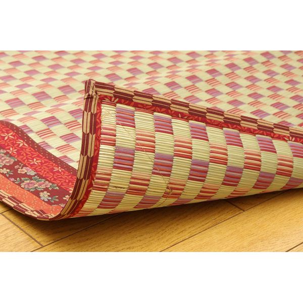 純国産/日本製 イ草花ござカーペット 『かれん』 ローズ 江戸間6畳（約261×352cm） 【北海道・沖縄・離島配送不可】_3